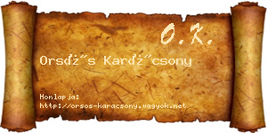 Orsós Karácsony névjegykártya
